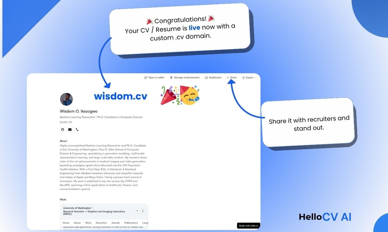 hellocv ai - ไซต์ CV/Resume Style Notion พร้อม AI ในโดเมน. CV ฟรี media 7