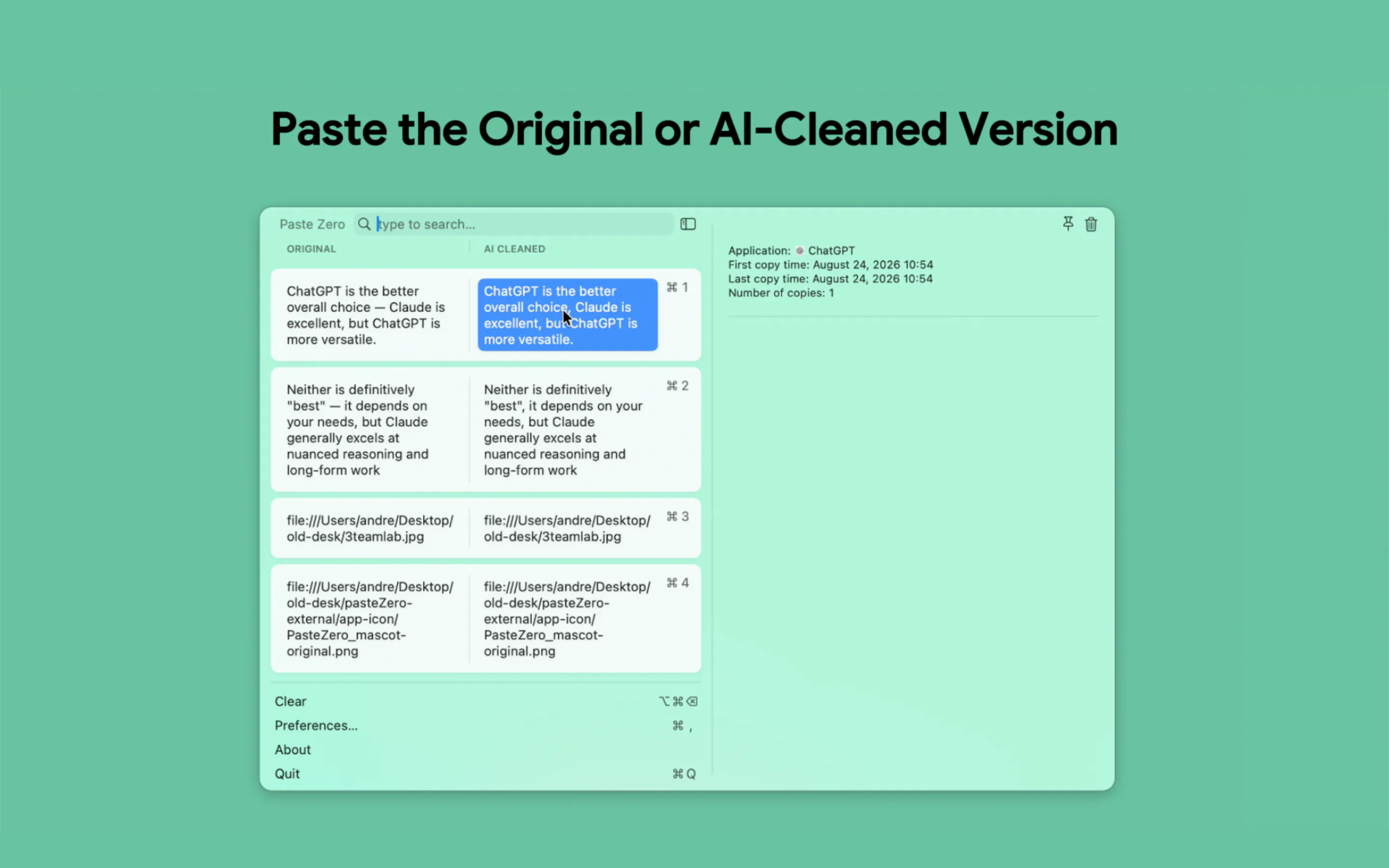PasteZero screenshot 2