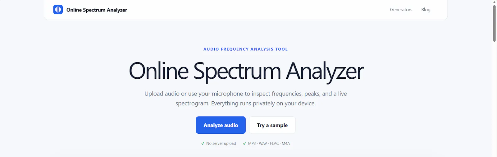 Online Spectrum Analyzer screenshot 2