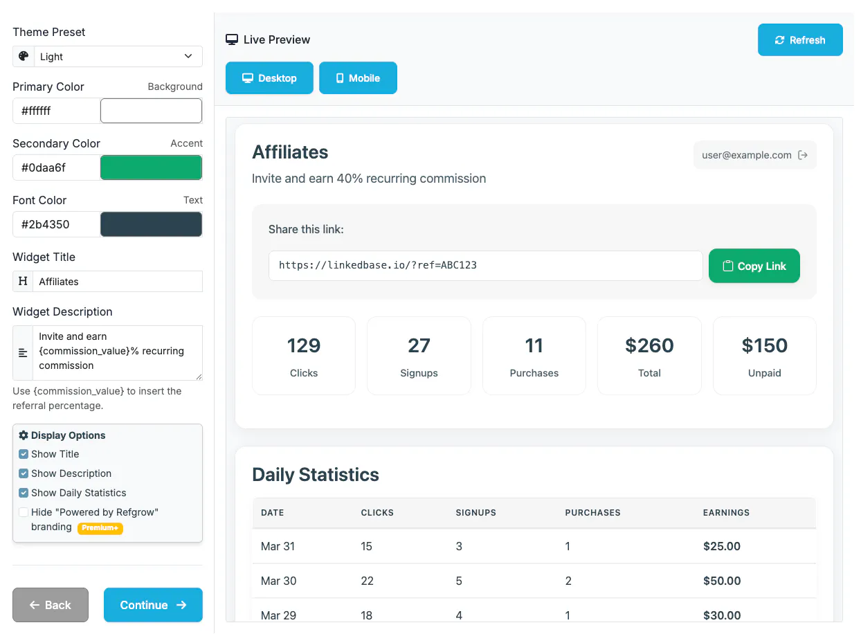 Refgrow screenshot