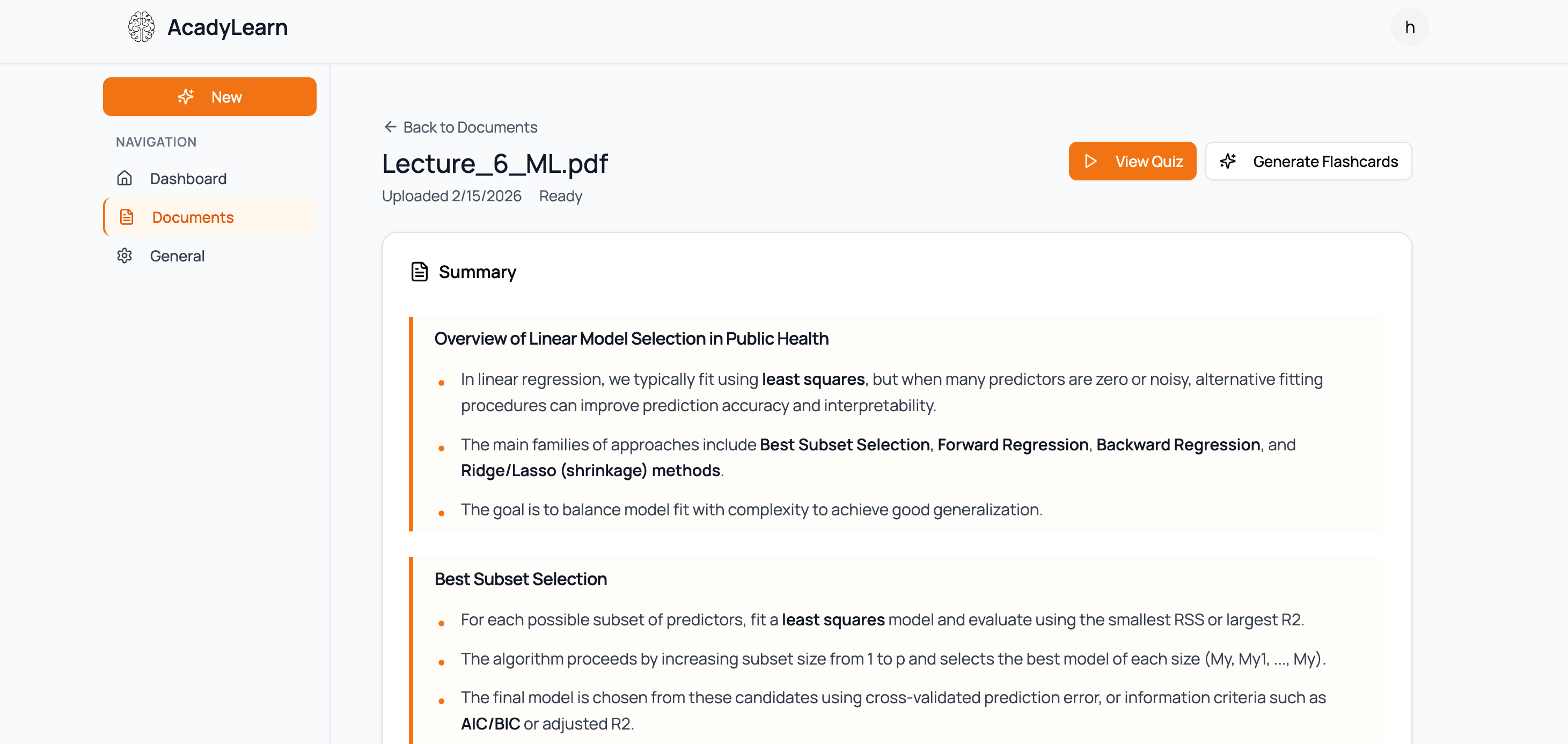 AcadyLearn - Screenshot 2 showing product features and functionality