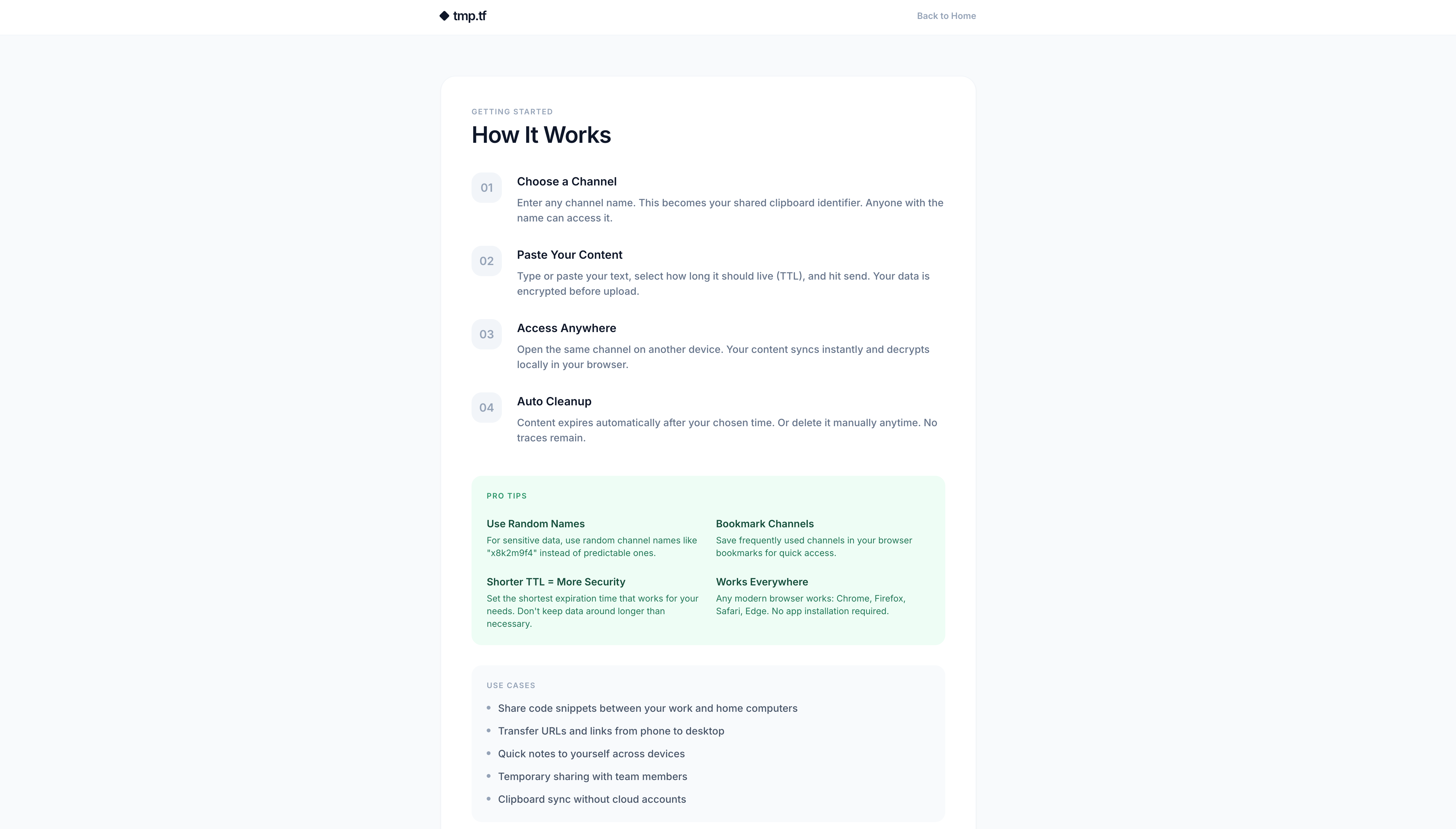 Tmp.tf - Screenshot 3 showing product features and functionality