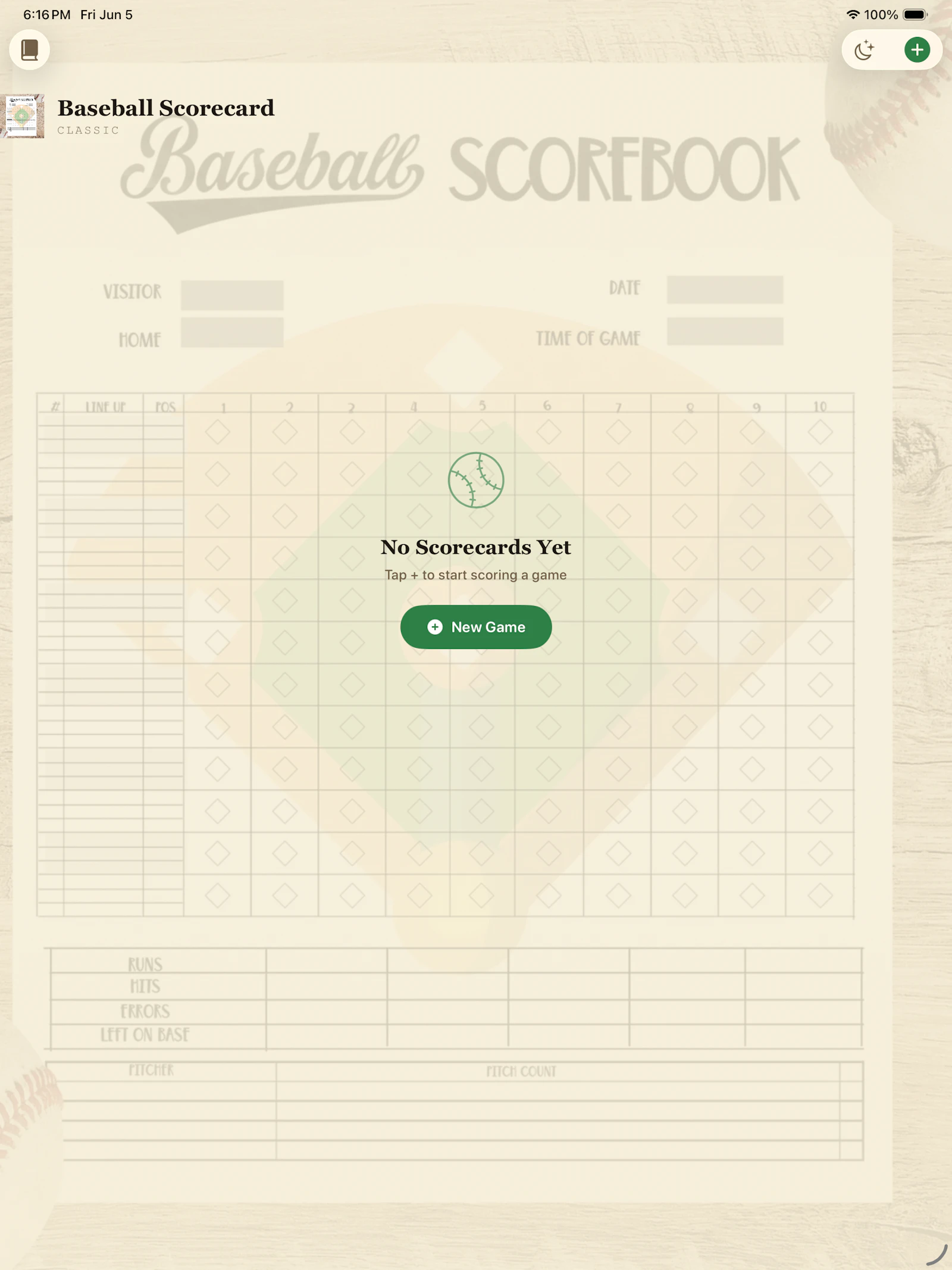 Baseball Scorecard Classic screenshot 1