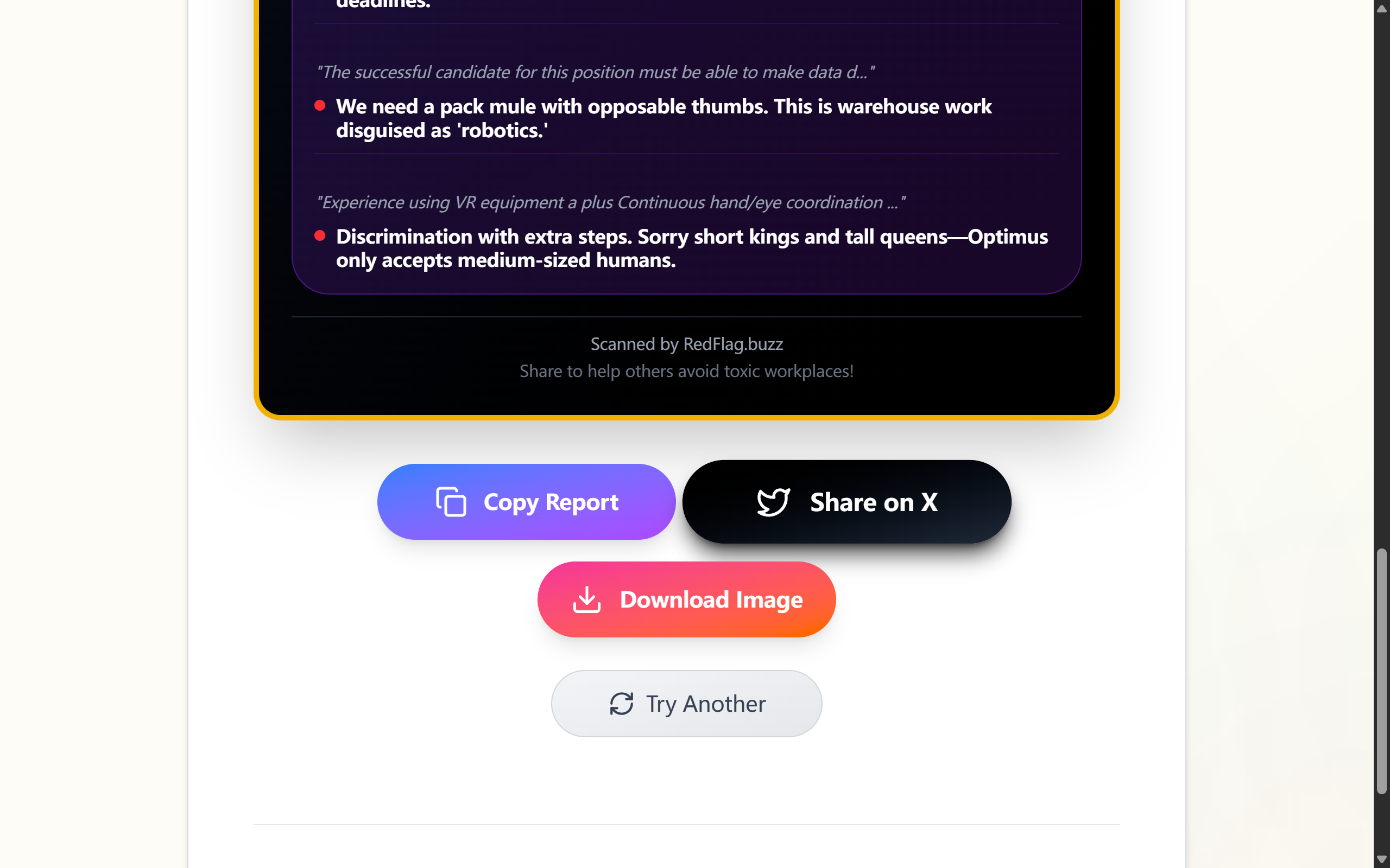 RedFlag.buzz - Screenshot 3 showing product features and functionality