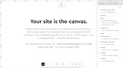 Pixy. The visual editor for AI coding. gallery image