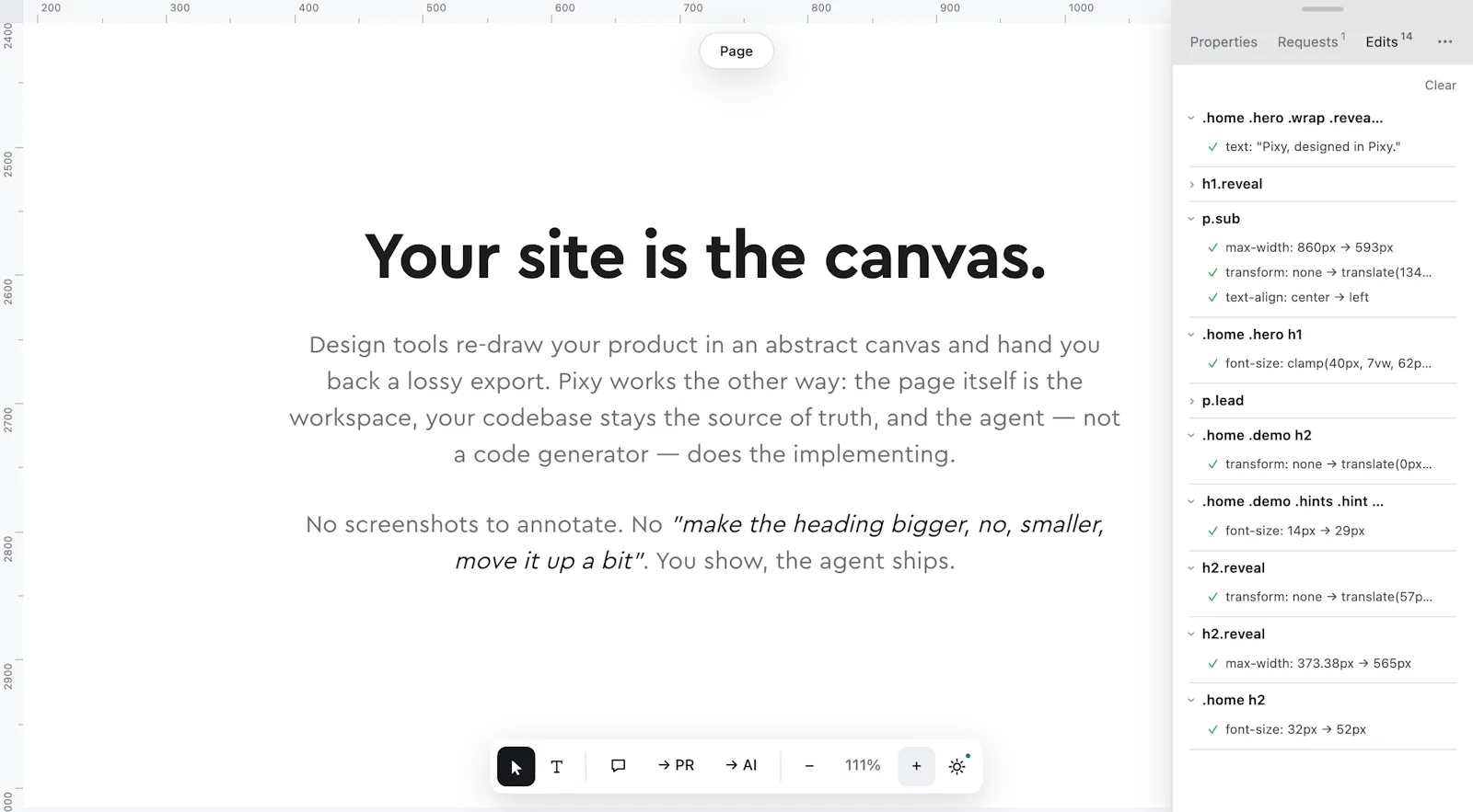 Pixy. The visual editor for AI coding. screenshot 2