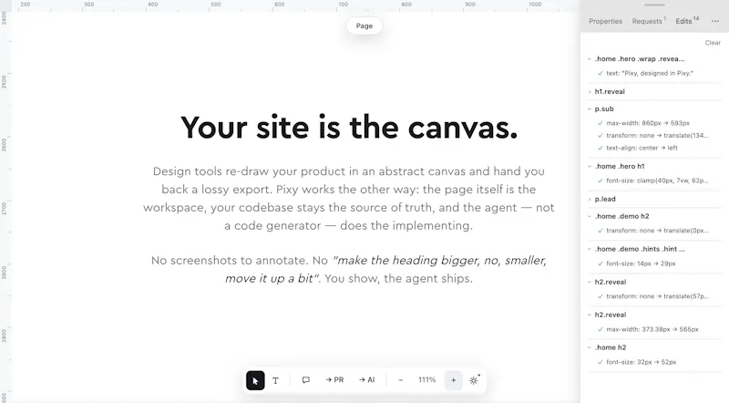 Pixy. The visual editor for AI coding. screenshot 2