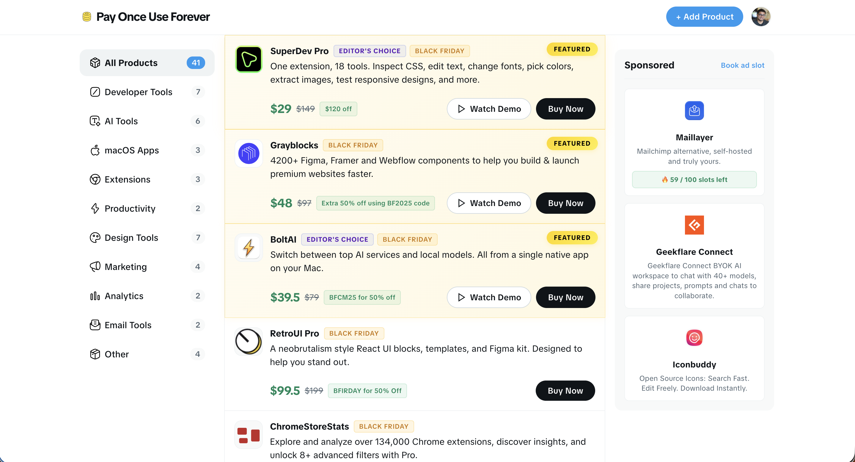 Pay Once Use Forever - Main screenshot showing features and interface