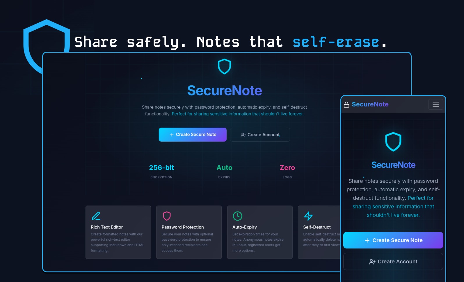 Securenotes - Privatsphäre, die sich selbst zerstört. Medien 2
