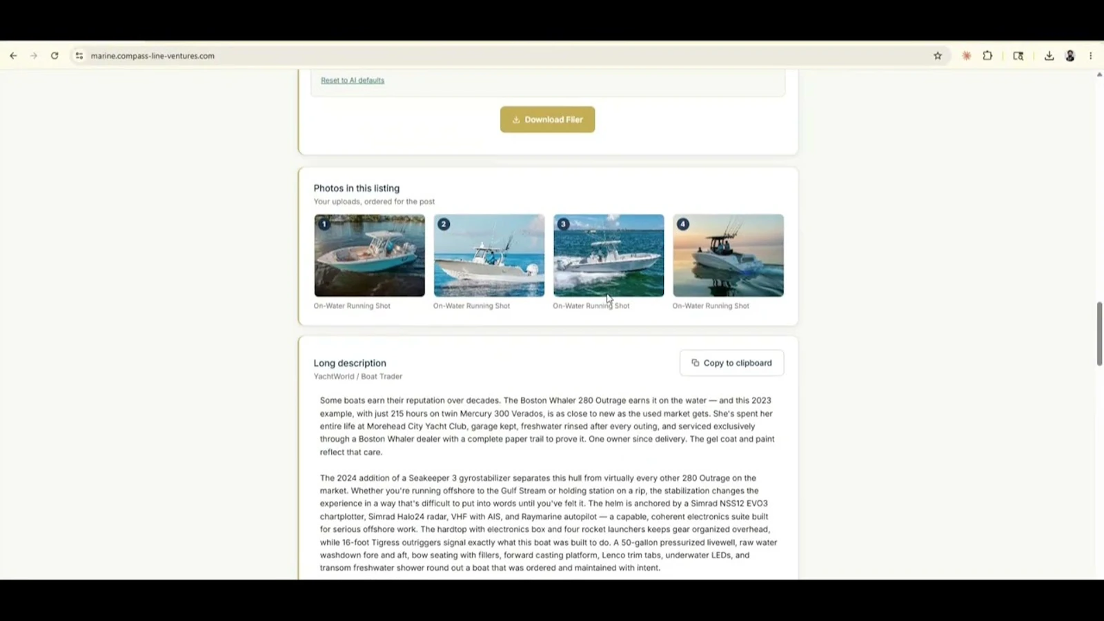 Compass Line Marine — Listing Generator screenshot 2 (video preview)