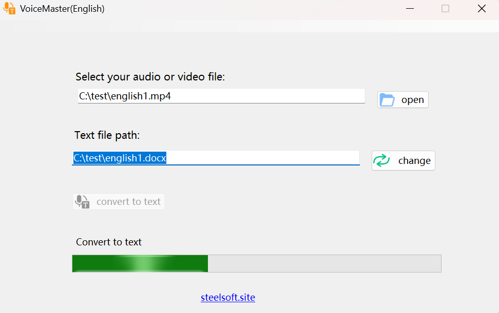 Voicemaster (Englisch) - Konvertieren Sie das englische Audio oder Video schnell und einfach in eine SMS. Medien 1