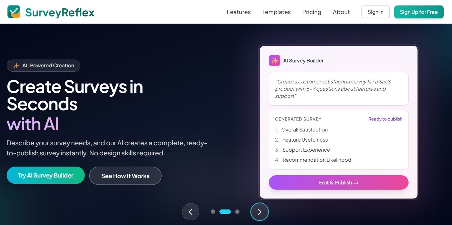 Smart surveys, no subscriptions - Main product screenshot demonstrating key features and user interface