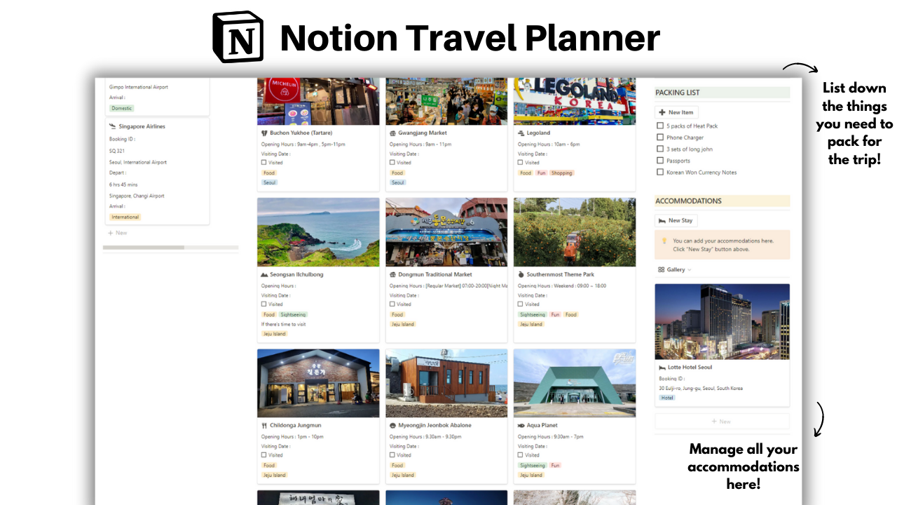Notion Travel Planner gallery image
