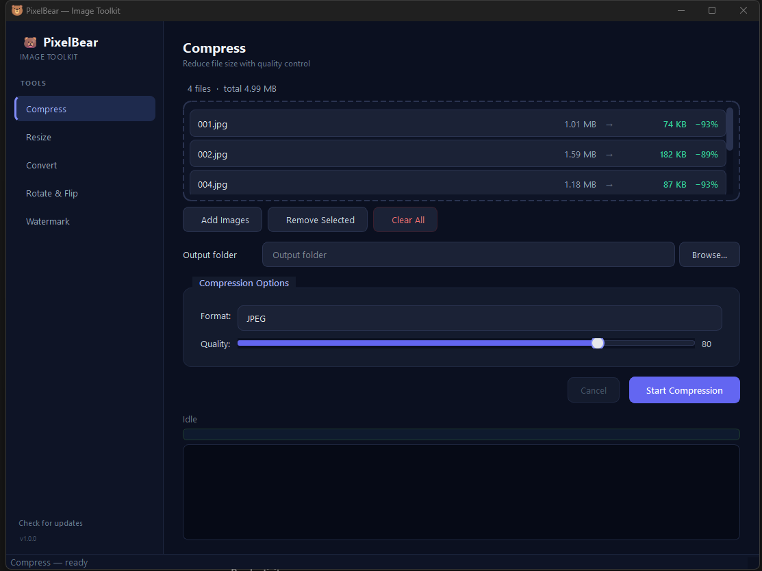 PixelBear Opensource Bulk Image compress gallery image