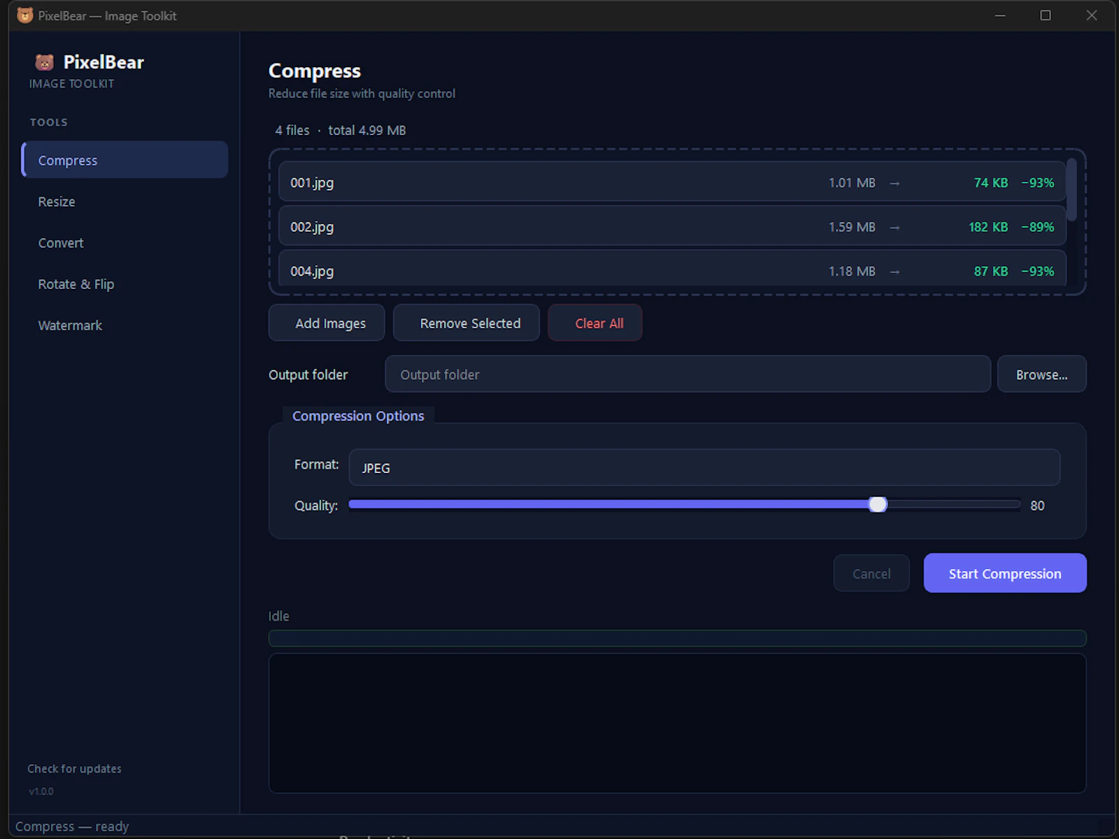 PixelBear Opensource Bulk Image compress screenshot 1