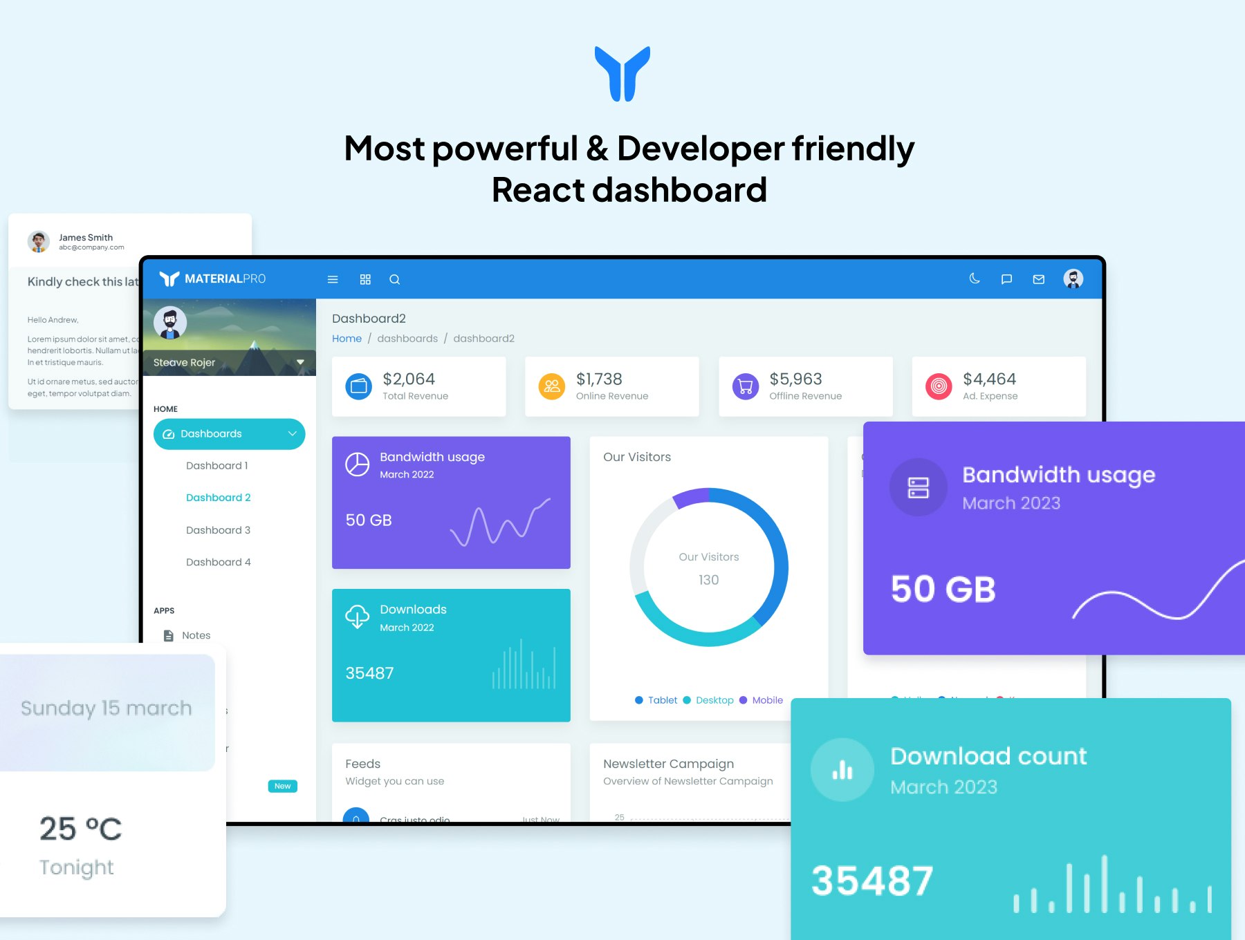 MaterialPro React Admin Template - Screenshot 2 showing product features and functionality