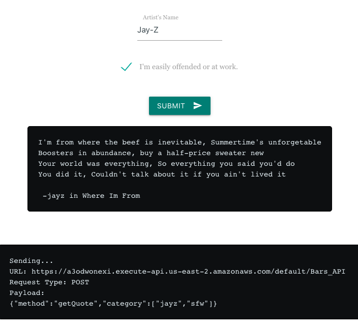 The Bars API gallery image