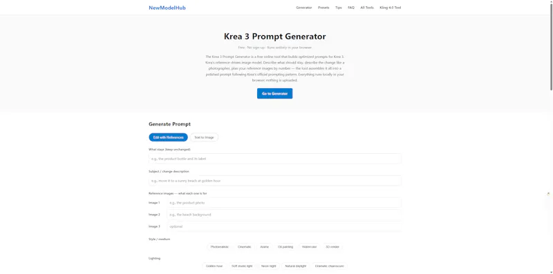 Krea 3 Prompt Generator screenshot 1