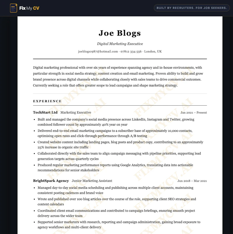FixMyCV.co screenshot 4