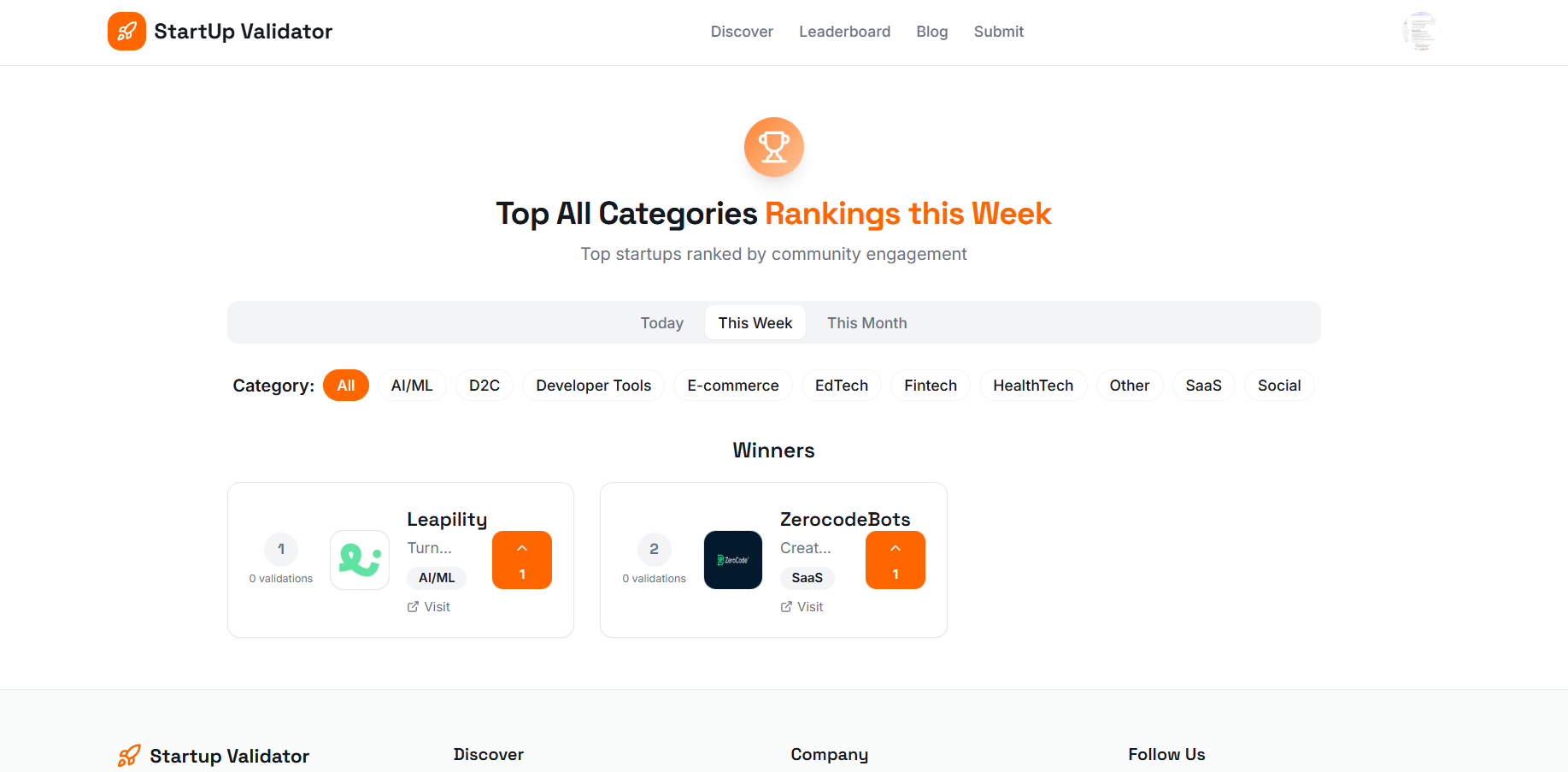 StartupValidator - Screenshot 3 showing product features and functionality