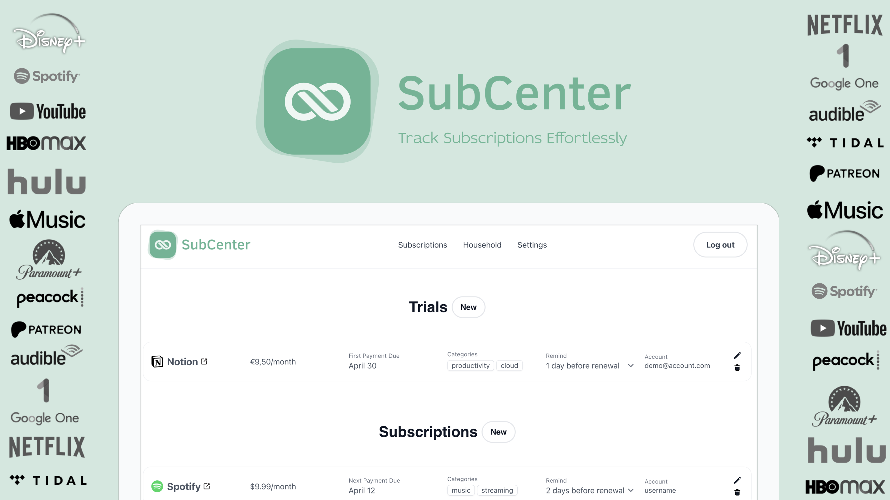 SubCenter.io - Vergeet nooit meer een abonnement of proefperiode media 1