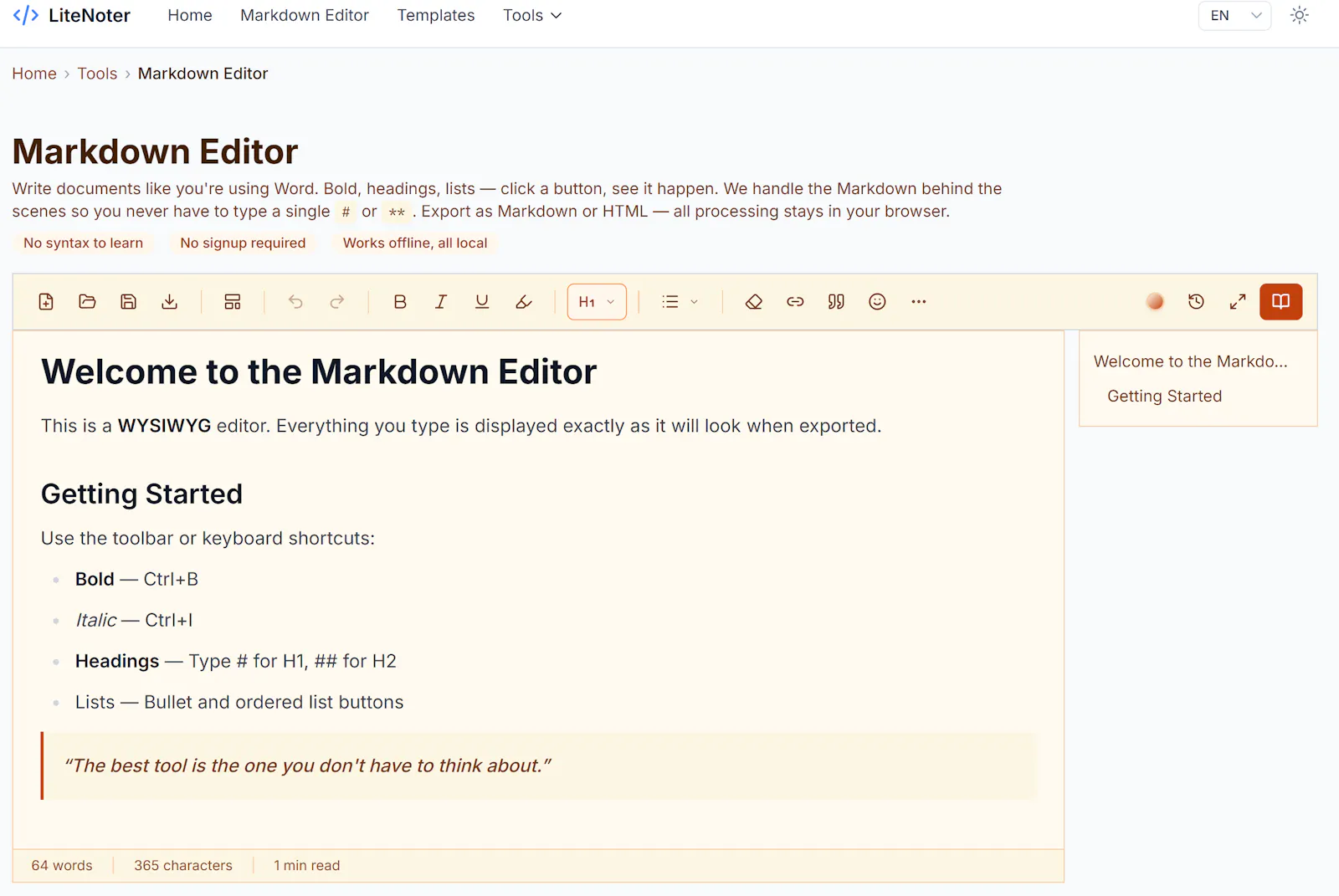 LiteNoter - Write Markdown No Syntax screenshot 2