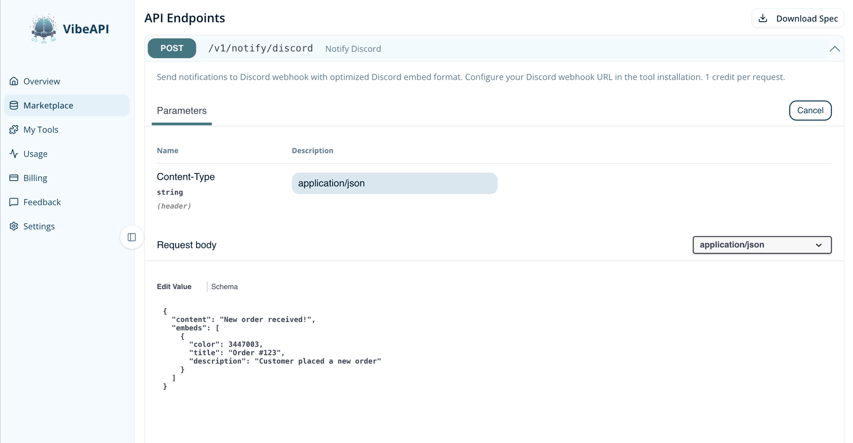 VibeAPI - Screenshot 3 showing product features and functionality