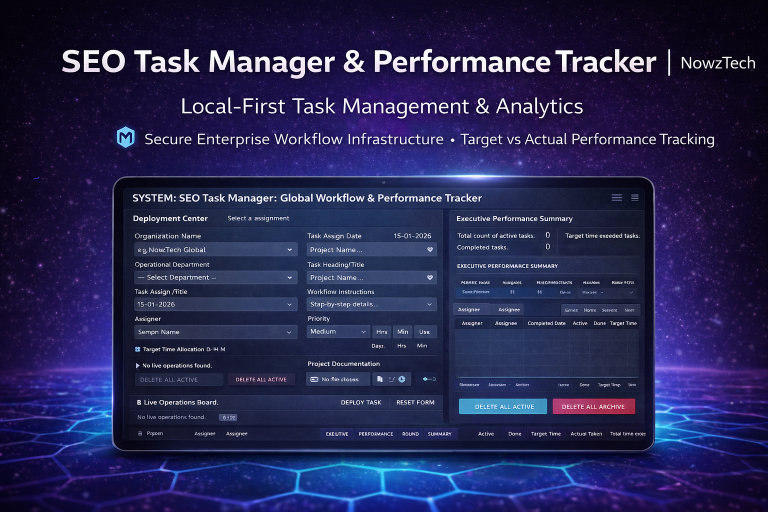 Nowz Task - Main product screenshot demonstrating key features and user interface