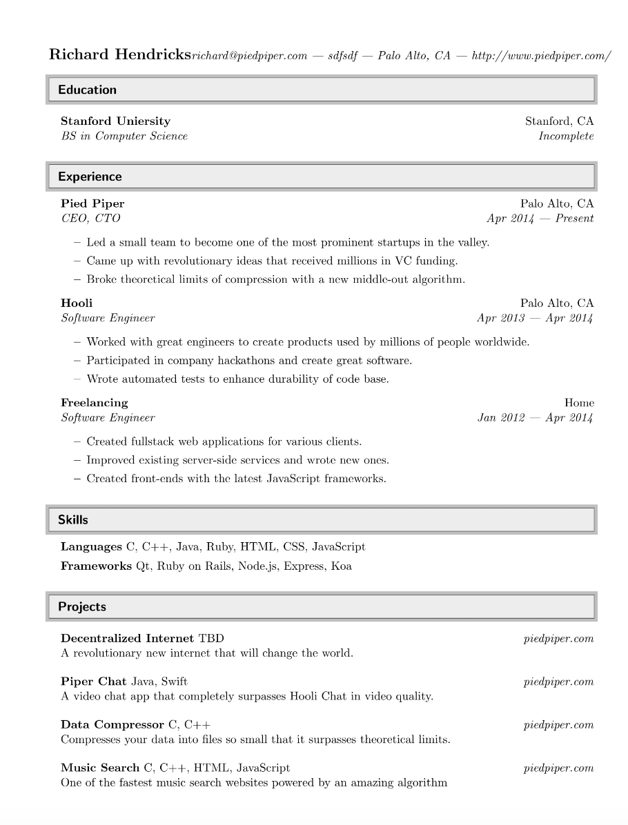 LaTeX Resume Generator Image