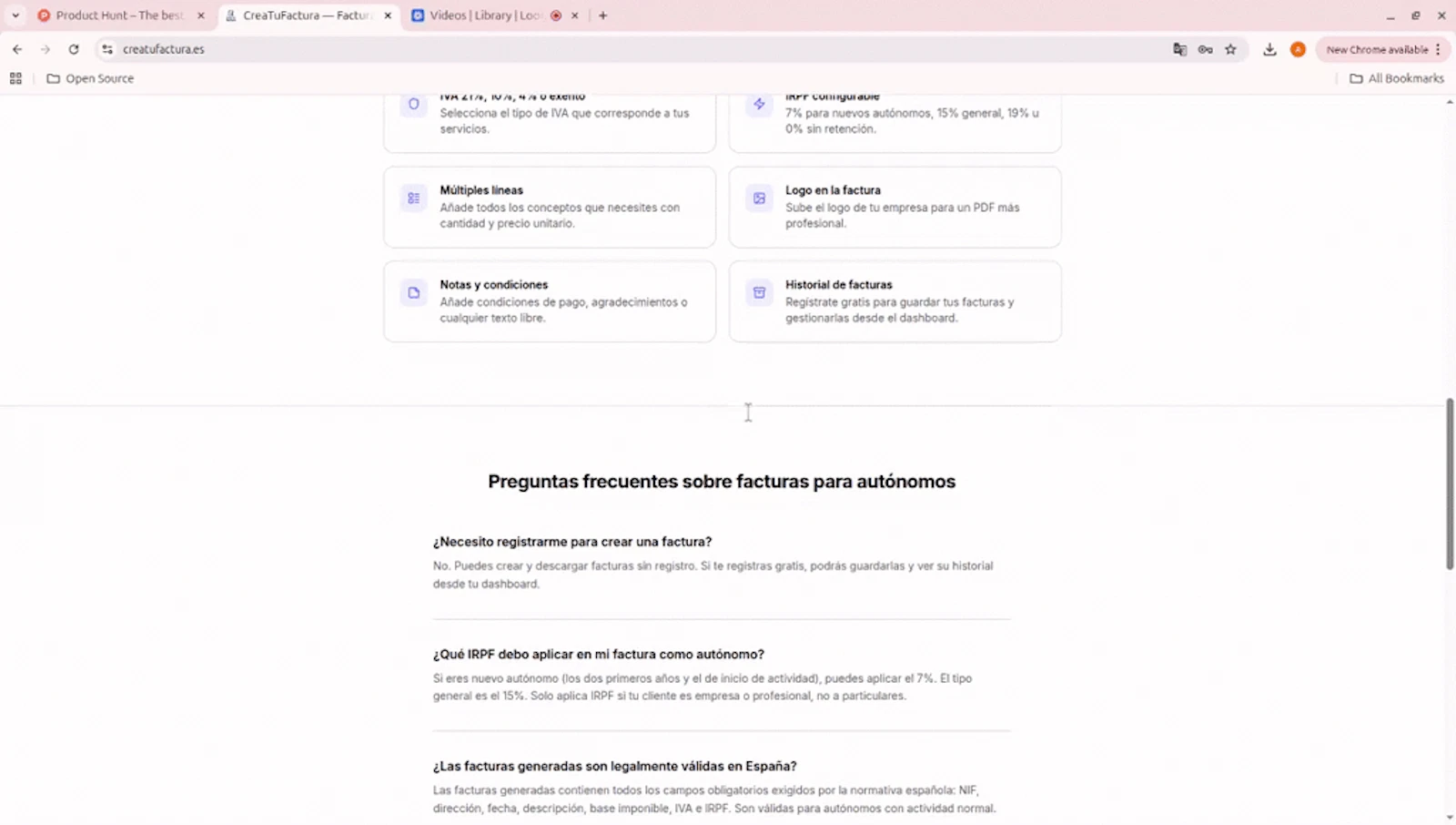 CreaTuFactura screenshot 1 (video preview)