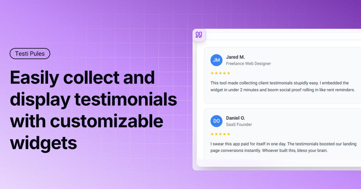 TestiPules - Main product screenshot demonstrating key features and user interface