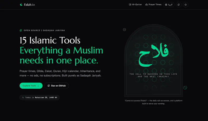 Falah.io — Open-Source Islamic Platform screenshot 2