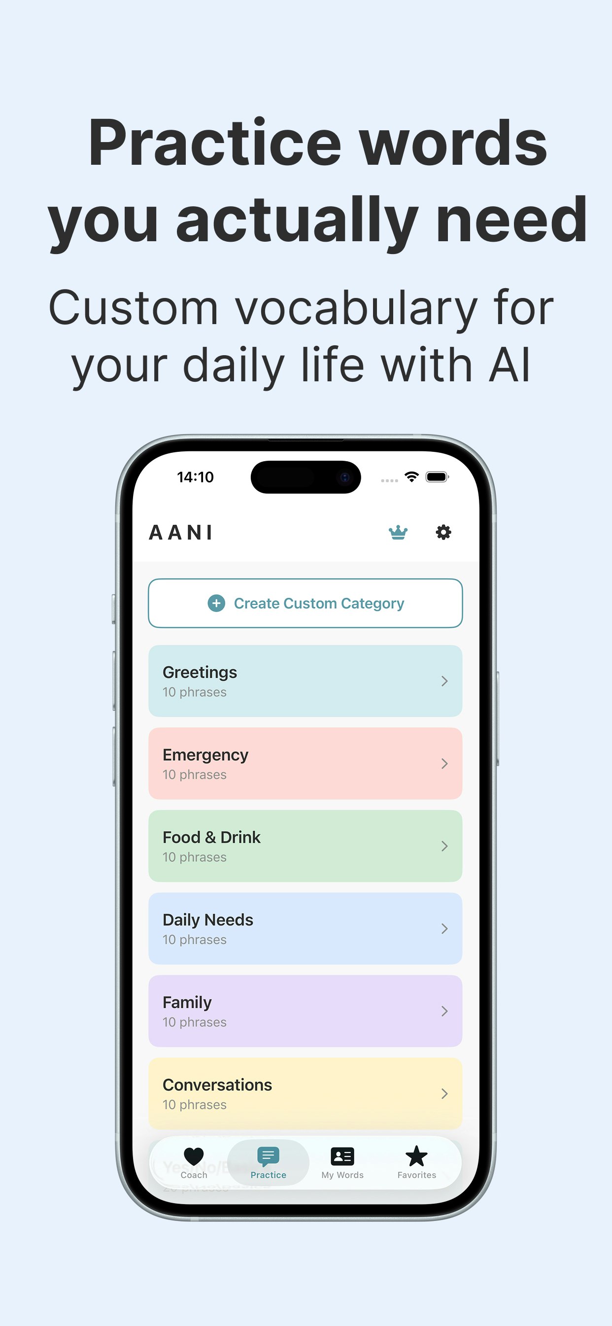 Aani Speech Practice & Play Back App - Main product screenshot demonstrating key features and user interface