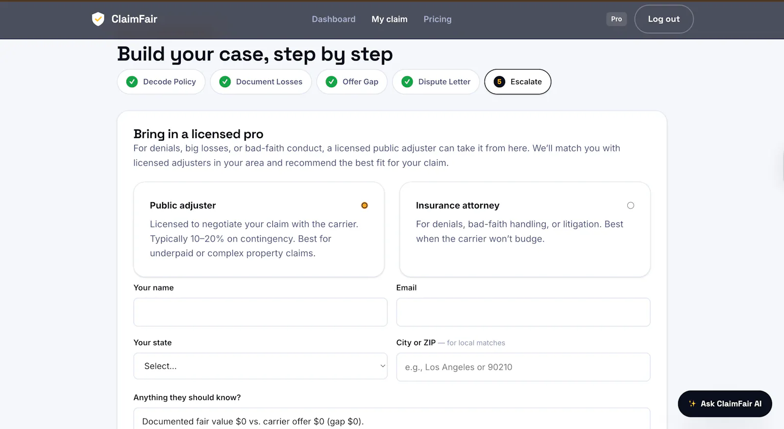 ClaimFair screenshot 3