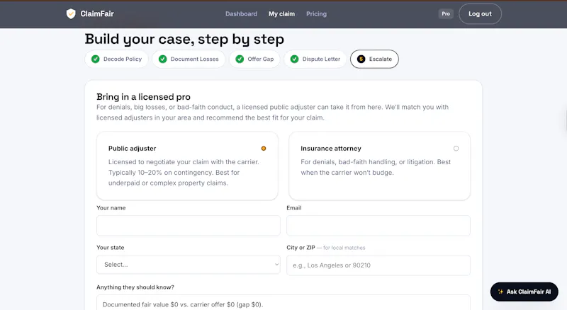 ClaimFair screenshot 3