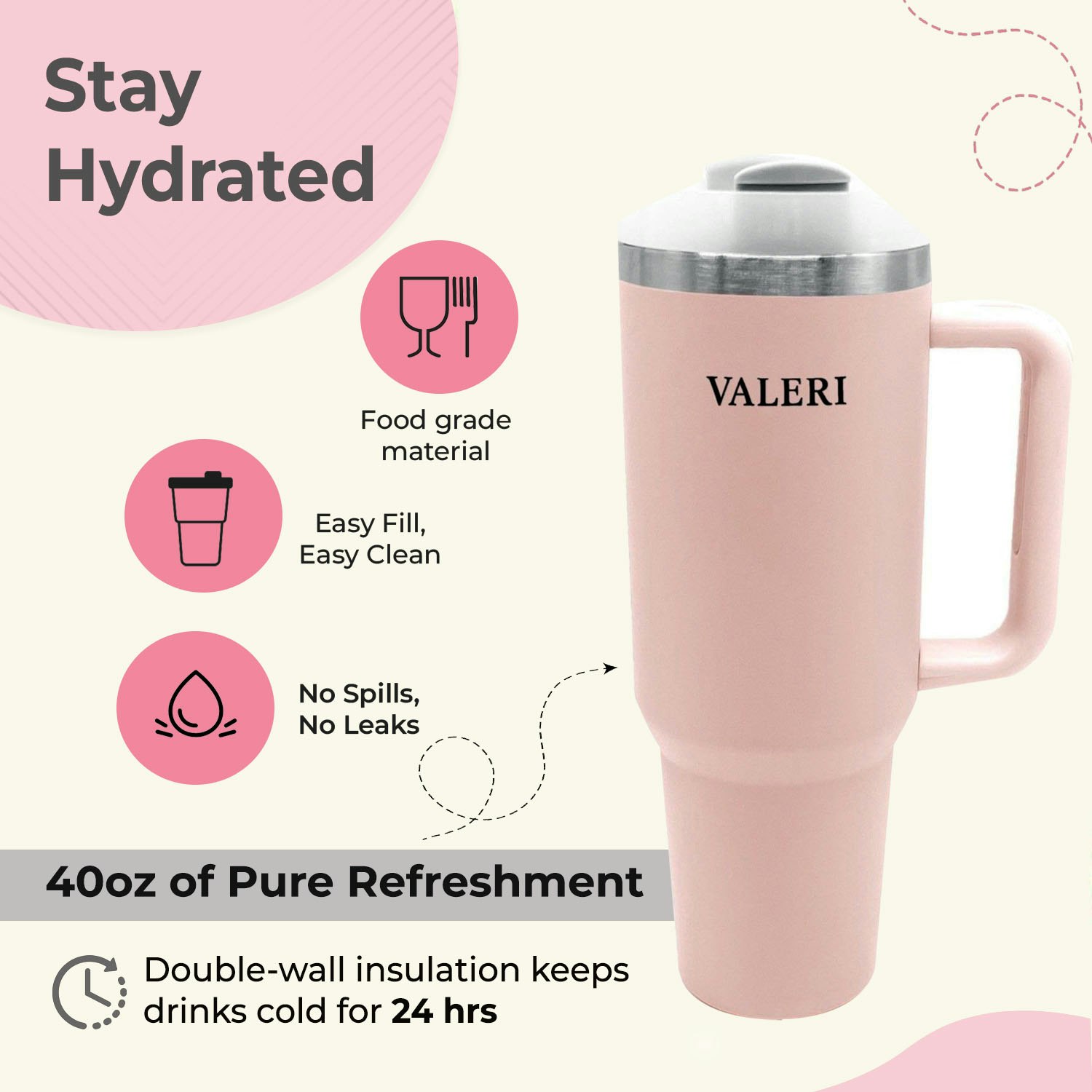 VALERI SMART TECH LID TUMBLER - Screenshot 3 showing product features and functionality