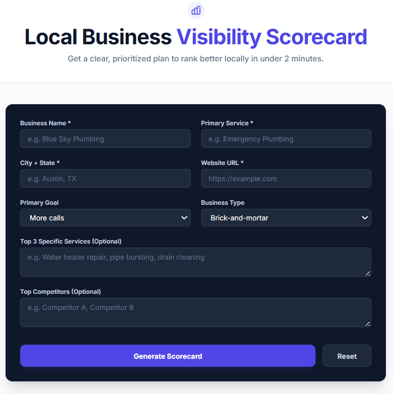 Free Local Business Visibility Scorecard - Product Hunt launch logo and brand identity