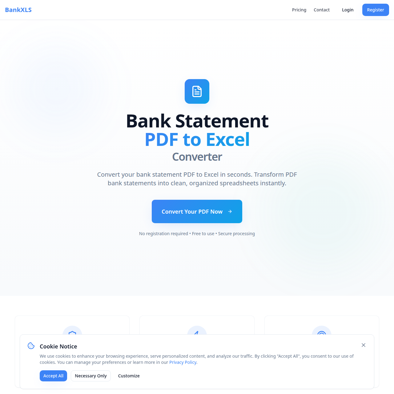 BankXLS - Main product screenshot demonstrating key features and user interface