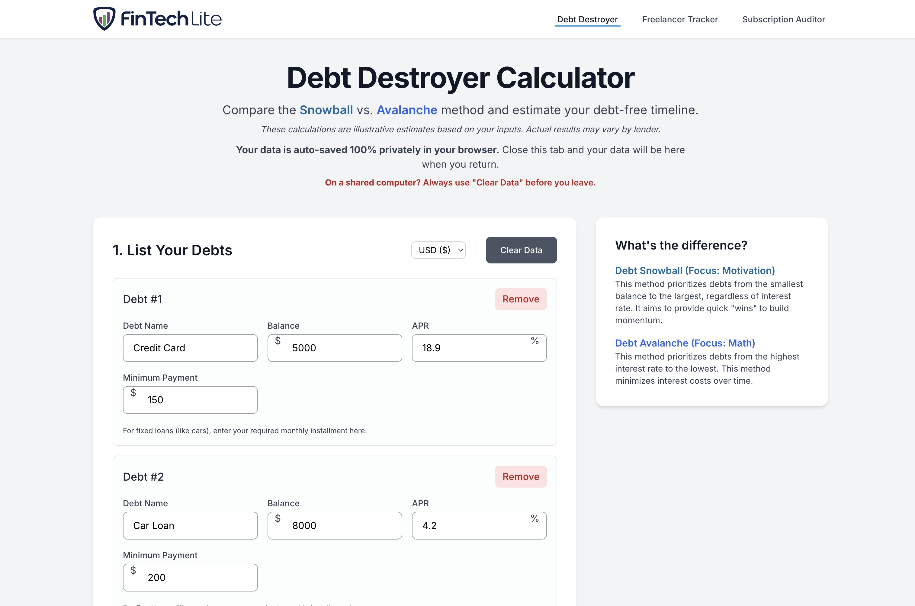 FinTech Lite - Screenshot 3 showing product features and functionality