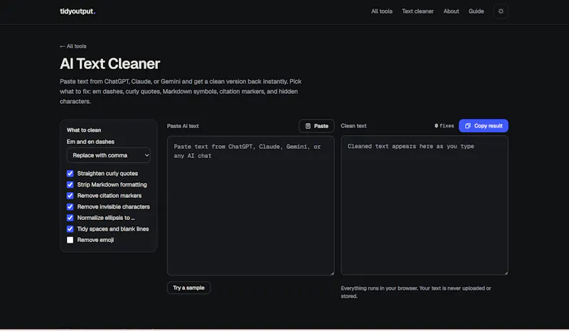TidyOutput screenshot 2