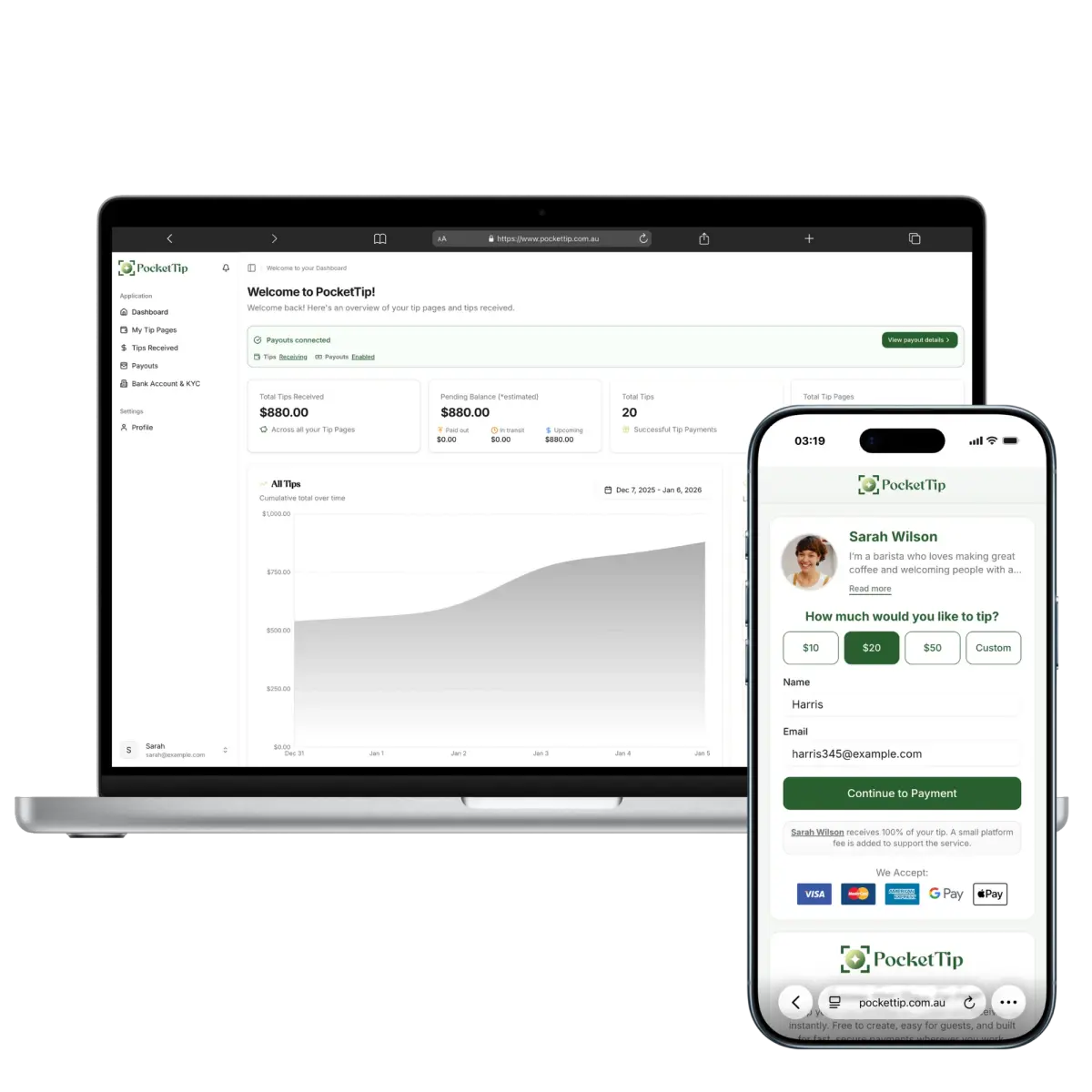 PocketTip - Screenshot 2 showing product features and functionality