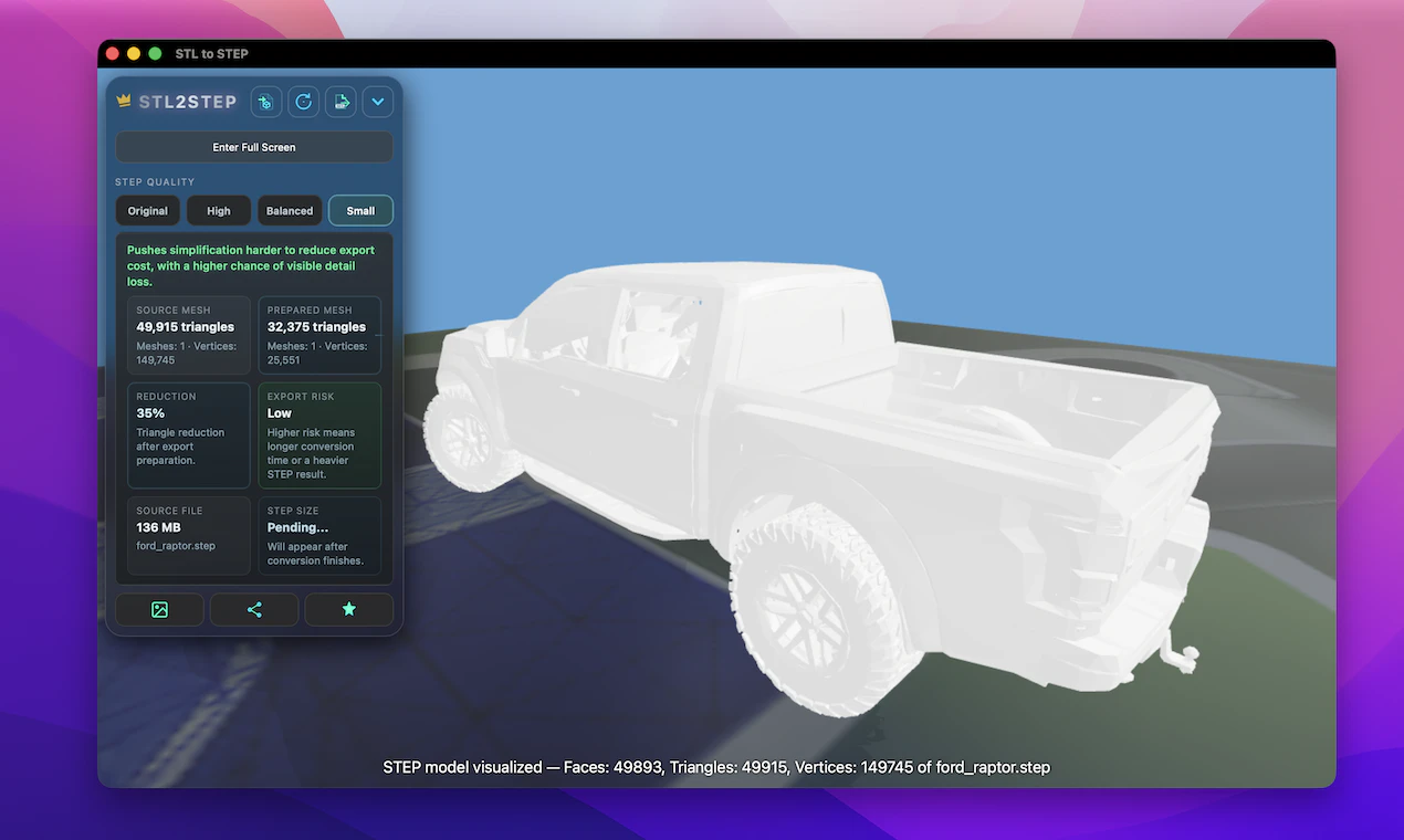 STL to STEP Assistant screenshot 3
