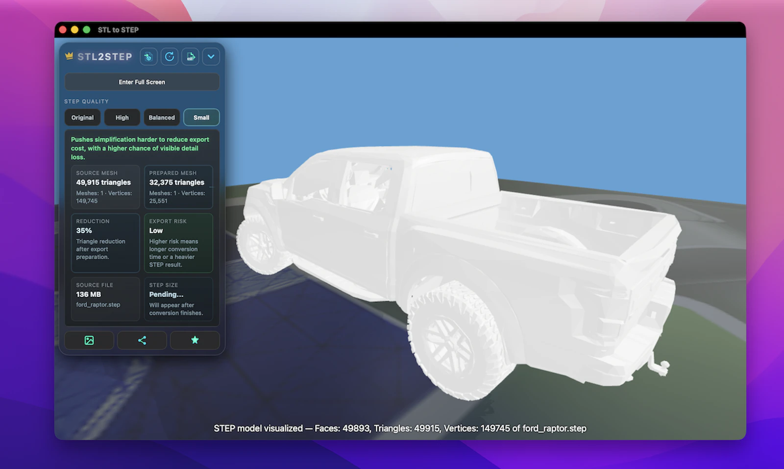 STL to STEP Assistant screenshot 4