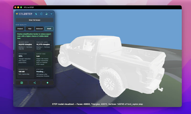 STL to STEP Assistant screenshot 4
