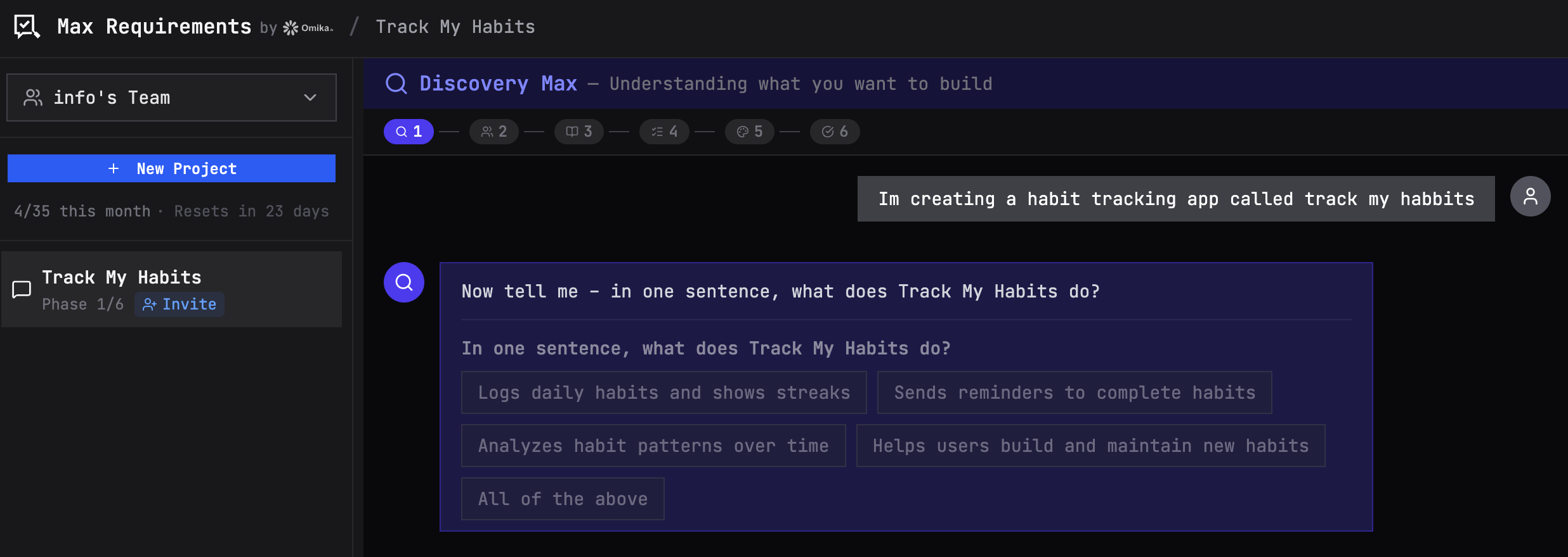 Max Requirements - by omika.ai - Screenshot 3 showing product features and functionality