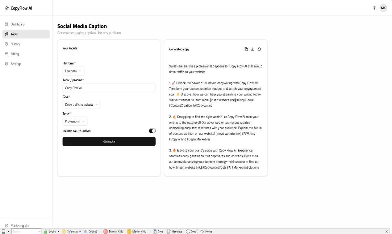 Copy Flow AI - Screenshot 3 showing product features and functionality