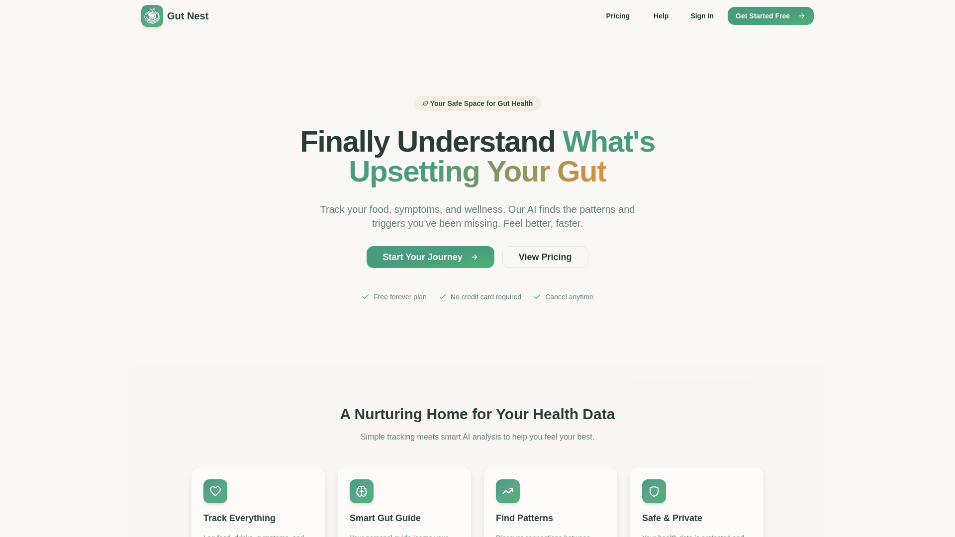 Gut Nest - Main product screenshot demonstrating key features and user interface