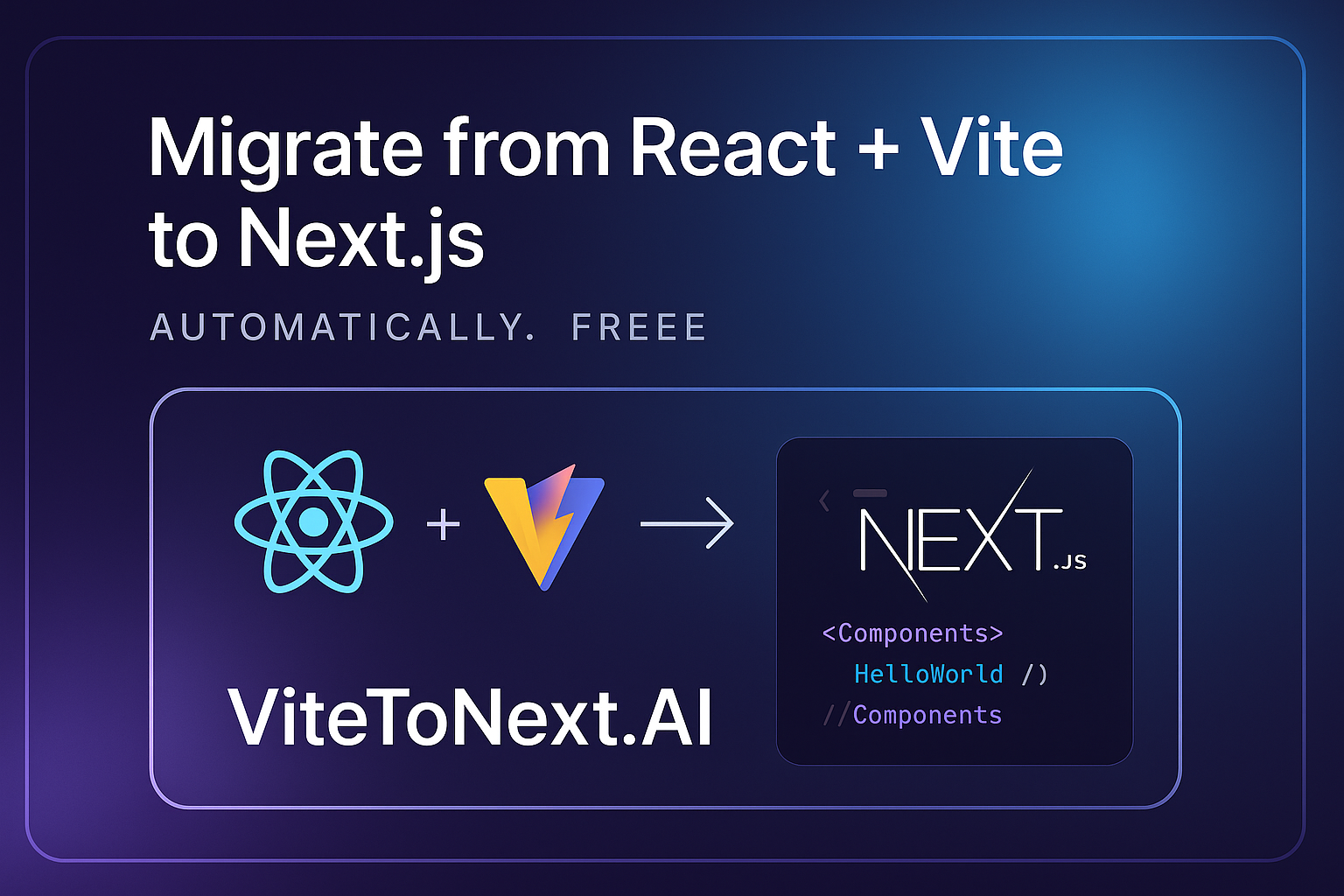Mídia 1 de ViteToNext.AI - Reaja o conversor automático rapidamente para o próximo.js