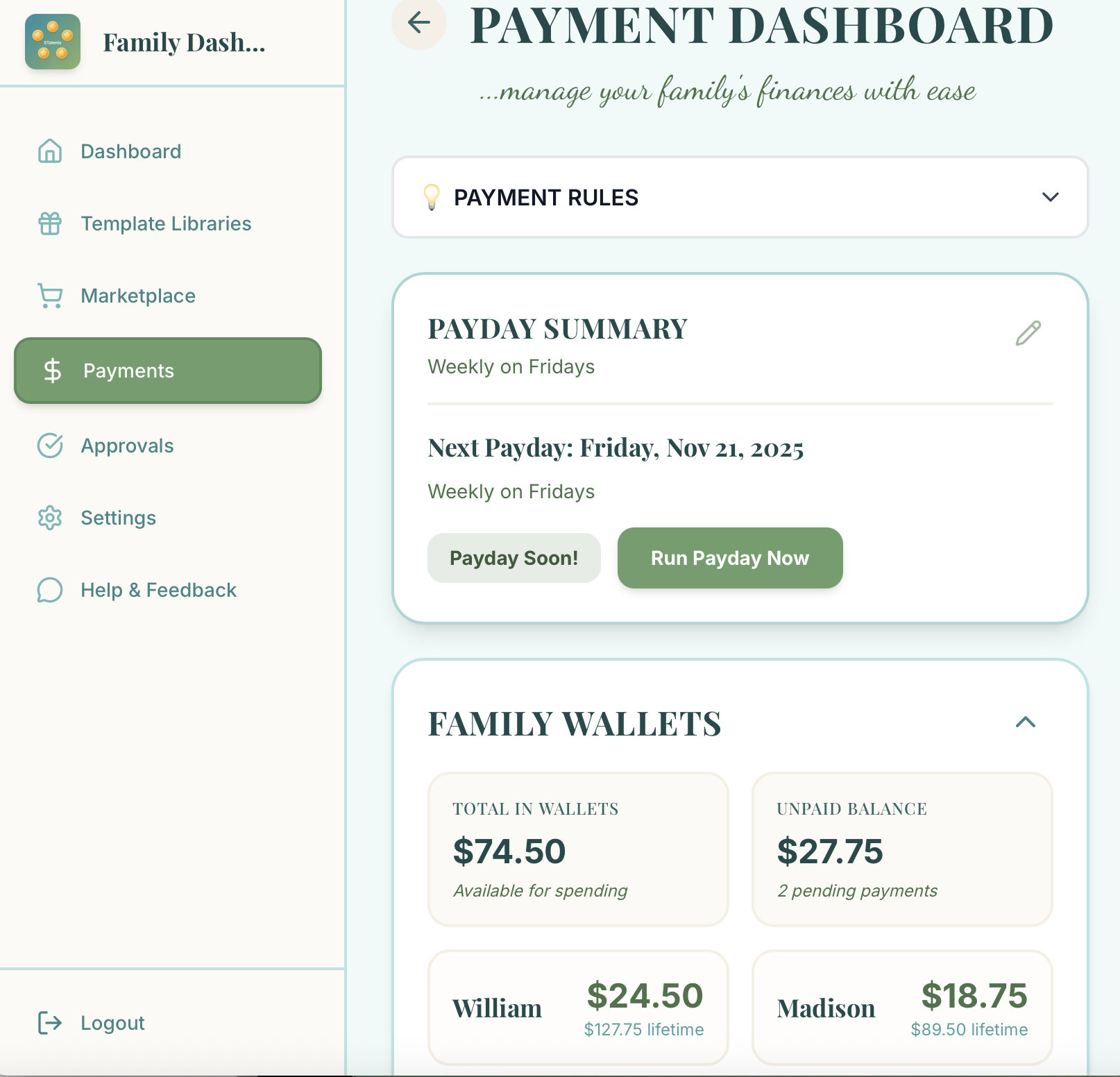 5Talents - Screenshot 2 showing product features and functionality