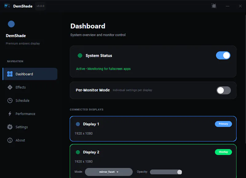 DemShade: ambient monitor lighting screenshot 2